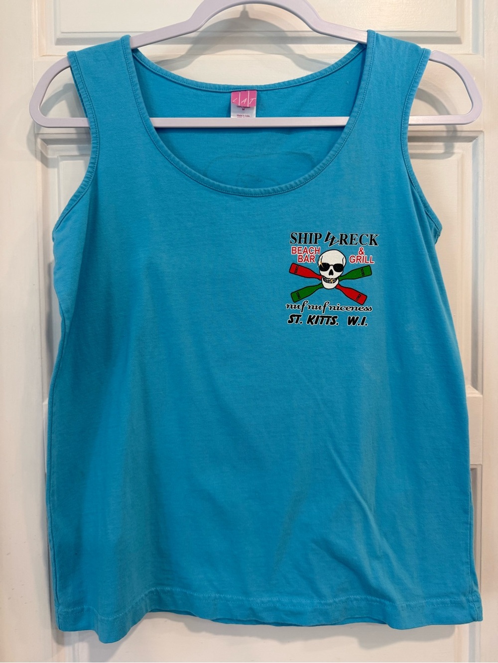 Shipwreck Beach Bar St Kitts Women’s M Turquoise Graphic Tank Top Caribbean